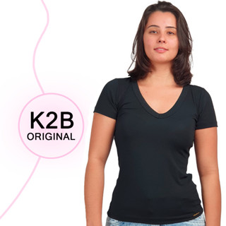Camiseta K2b Original Blusinha Gola V Manga Curta Feminina
