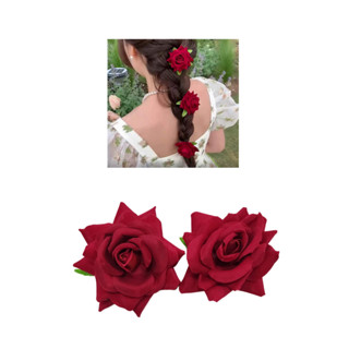 Kit 2 Presilha De Cabelo Broche Rosa Aveludada Acessório Cigano Arranjo de Cabelo