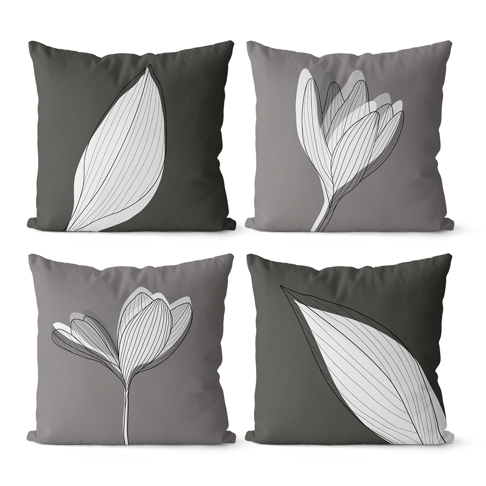 Kit 4 Capas de Almofadas Decorativas 45x45 - Cinza Minimalista