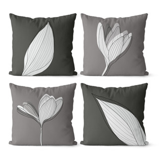 Kit 4 Capas de Almofadas Decorativas 45x45 - Cinza Minimalista