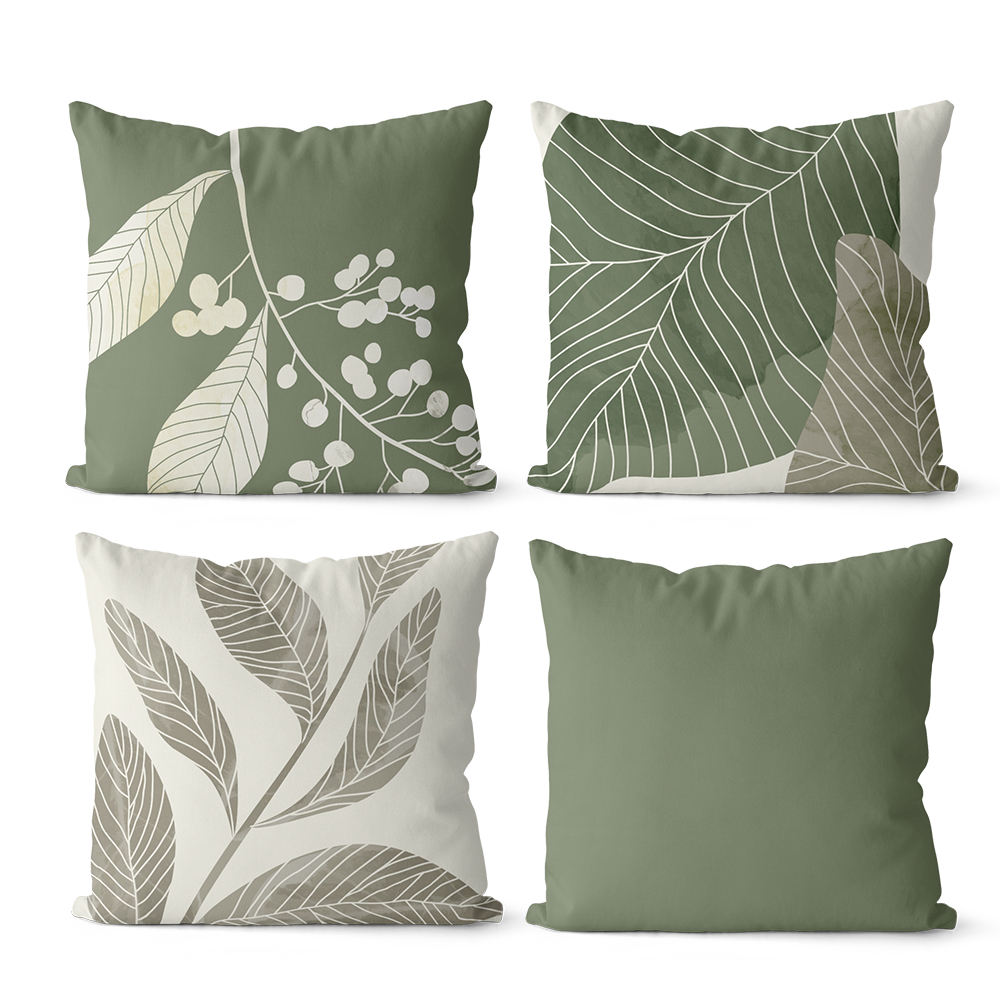 Kit 4 Capas de Almofadas Decorativas 45x45 - Verde Oliva