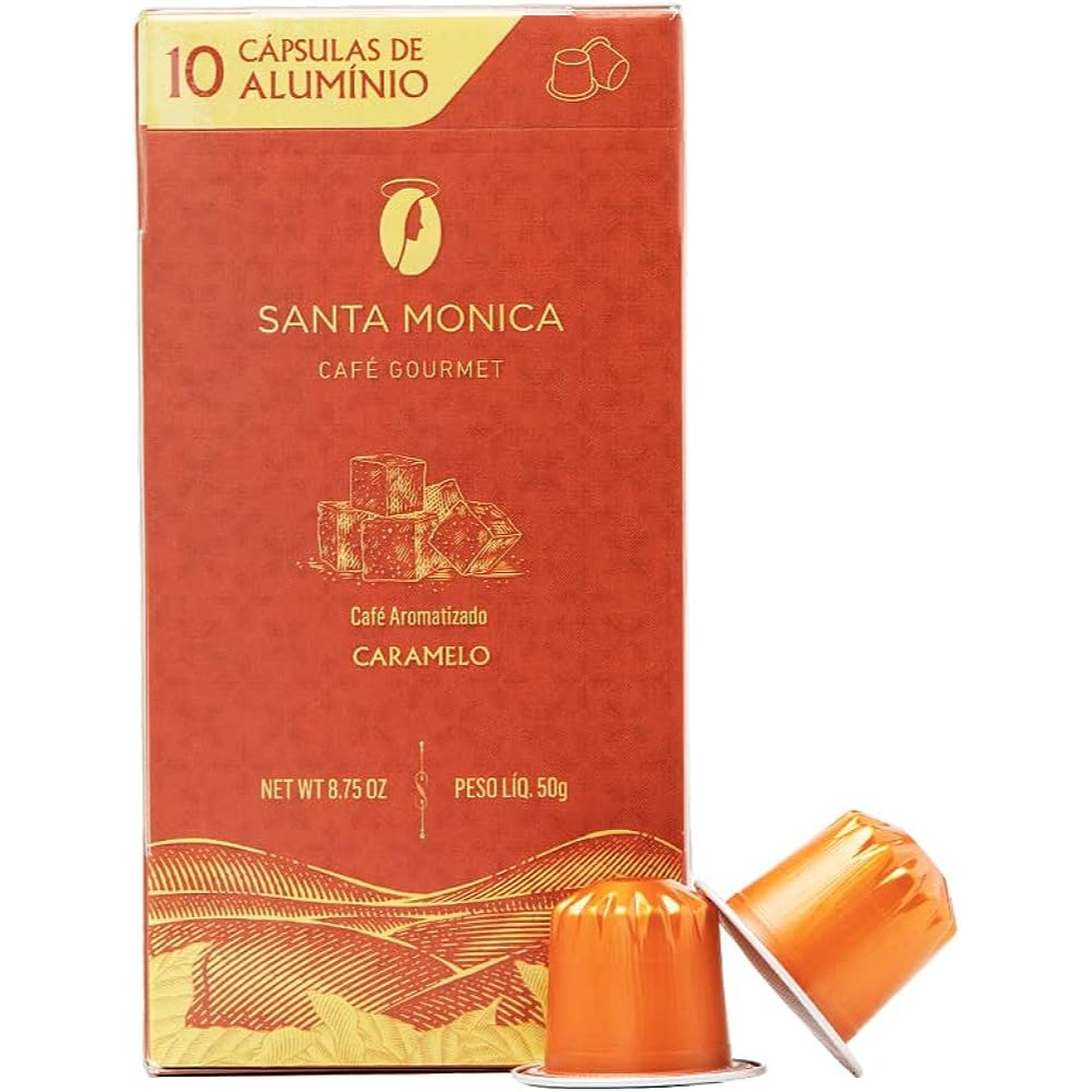 Café Gourmet Caramelo Toffe - 10 Cápsulas de Alumínio Nespresso - Santa Monica - Cafe Torrado e Moído