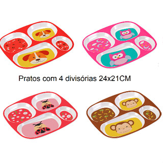 Prato Infantil Com Divisorias 24x21 Para Crianças