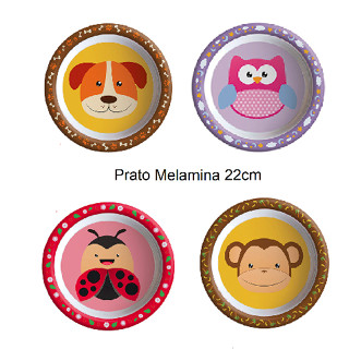 Prato Infantil Bebê Refeição Melamina Bichinhos Art House - 22cm