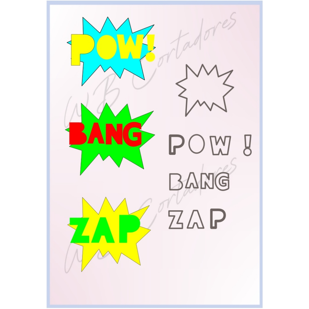 cortador kit pow bang zap (onomatopia)