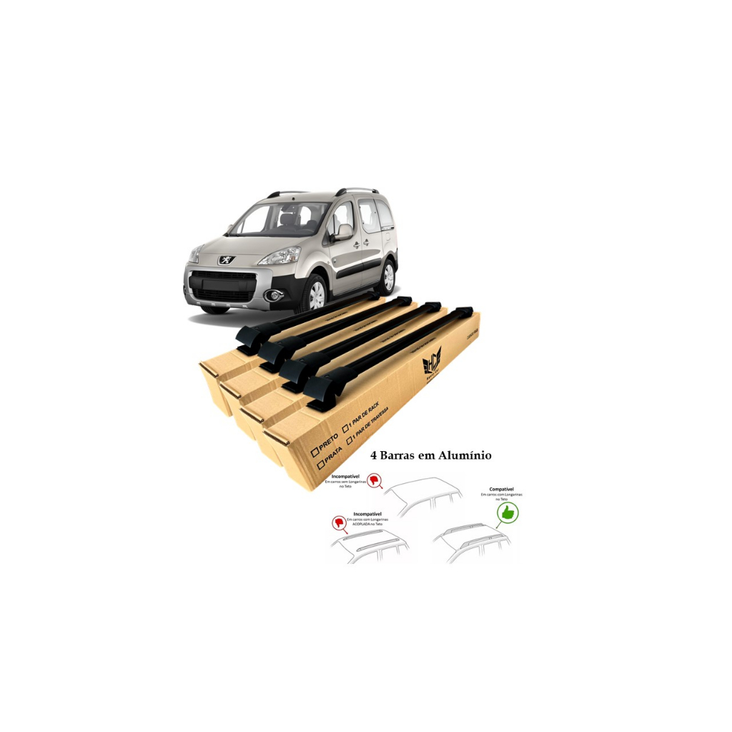 Rack Travessa Peugeot Partner 2010 A 2013 4 Barras Bagageiro Larga Heavy Car