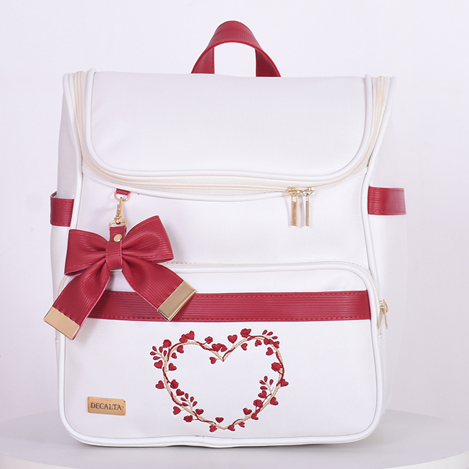 Mochila Infantil Menina Kids Coração Off/Marsala - 01 Peça