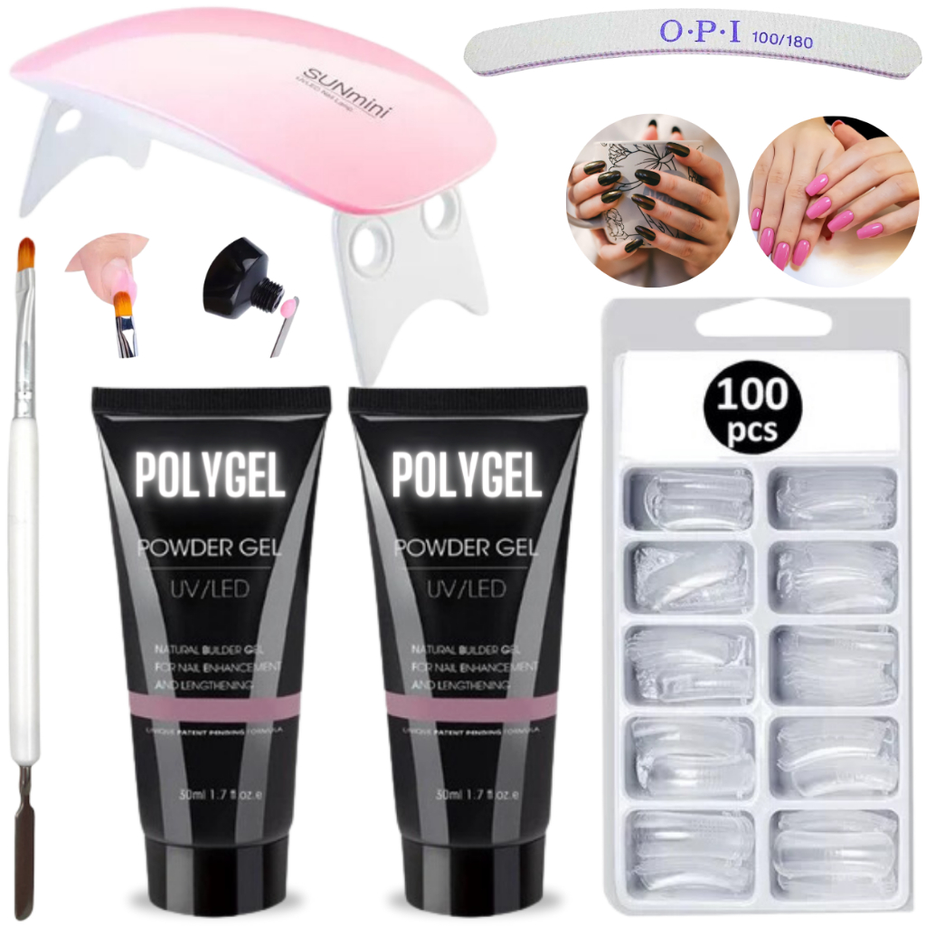 Kit Polygel Poligel Alongamento Cabine Lixa Molde F1 Unhas - ENVIO IMEDIATO