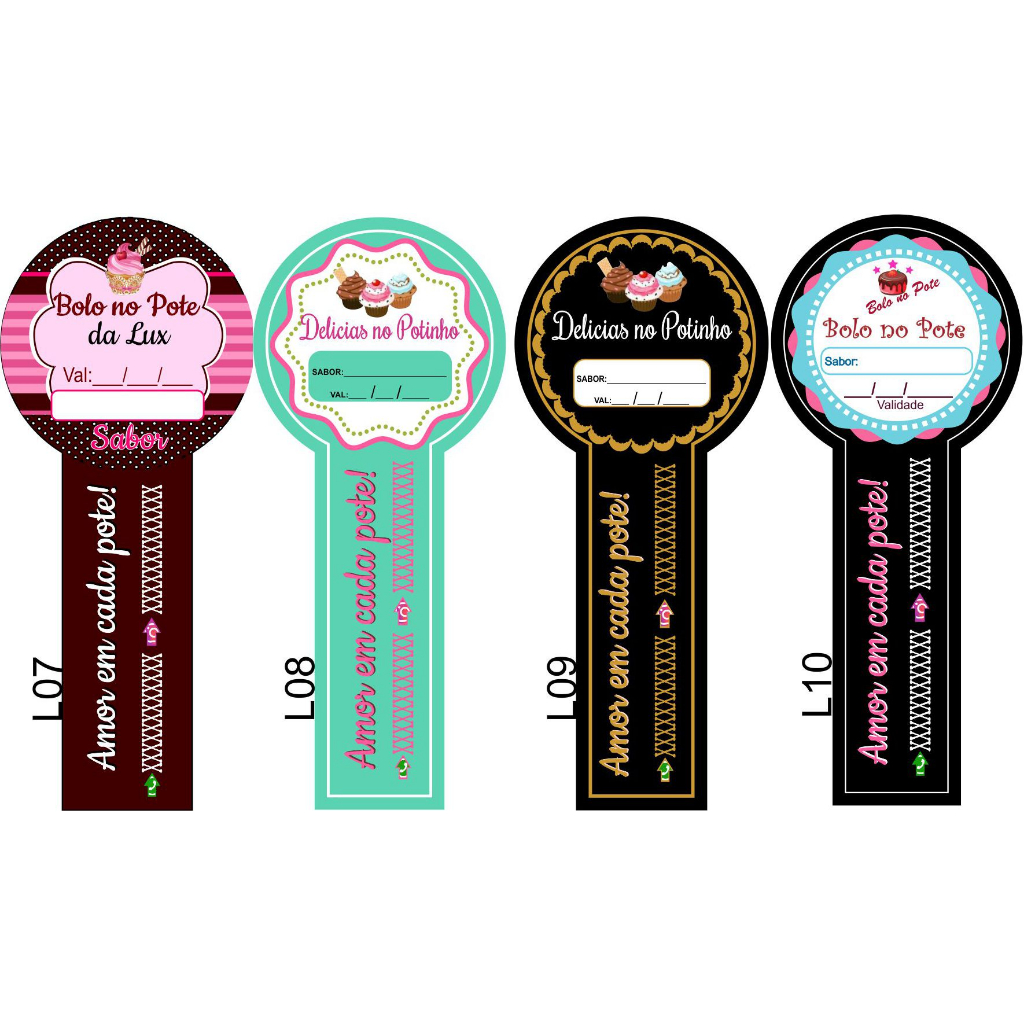 Kit 300 lacres adesivos para bolo no pote medida de 3,5x8,5cm em Oferta na Shopee