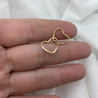 Brinco Argola De Coração De Ouro 18k 12mm