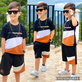 Roupa Estilosa Infantil de Menino Confortável Kit Bermuda e Camiseta