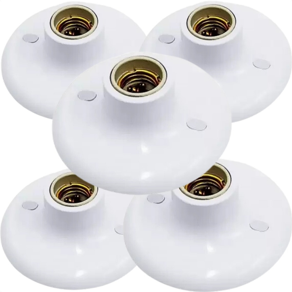 Kit 5 Pçs Plafonier Plafon Soquete Porcelana E27 100w Branco
