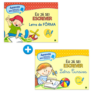 Kit c/2 Livros Eu Já Sei Escrever, Letra de Fôrma e Cursiva Infantil - Aprenda em Casa em Oferta na Shopee