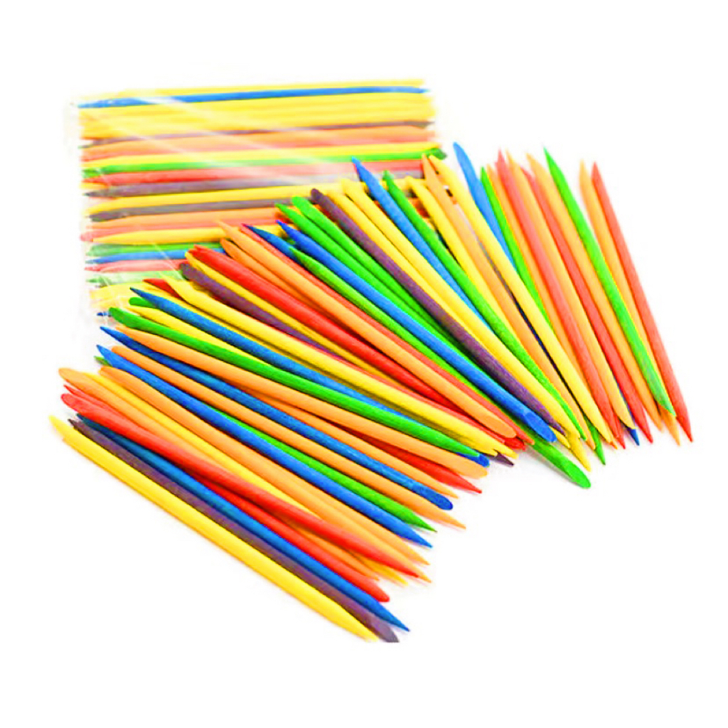 50Unidades Empurrador de cutícula de madeira colorido Palito de dente de ponta dupla Removedor de pele pegajosa Ferramenta de cuidado de unhas com strass em Oferta na Shopee