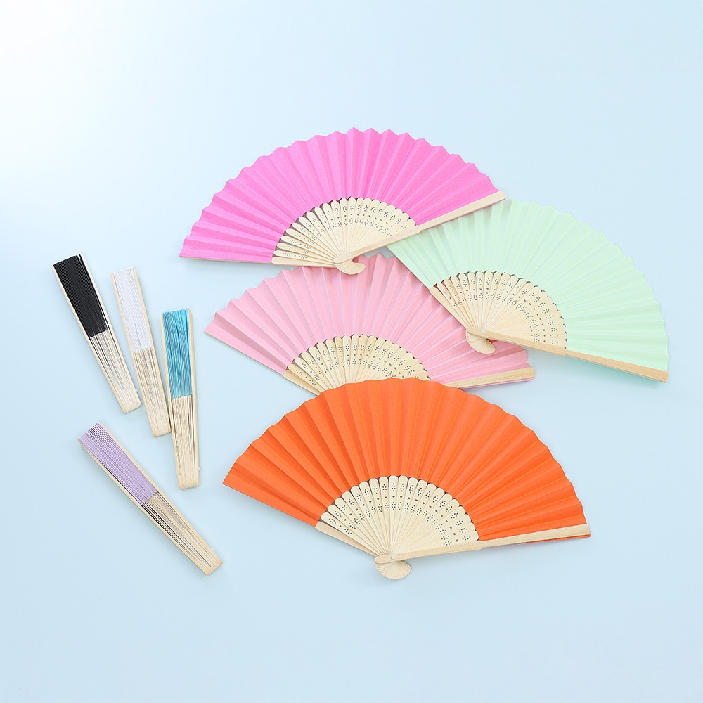 Kit 05 Leques Ecológico em Papel Dobrável Festas Eventos Casamentos Verão