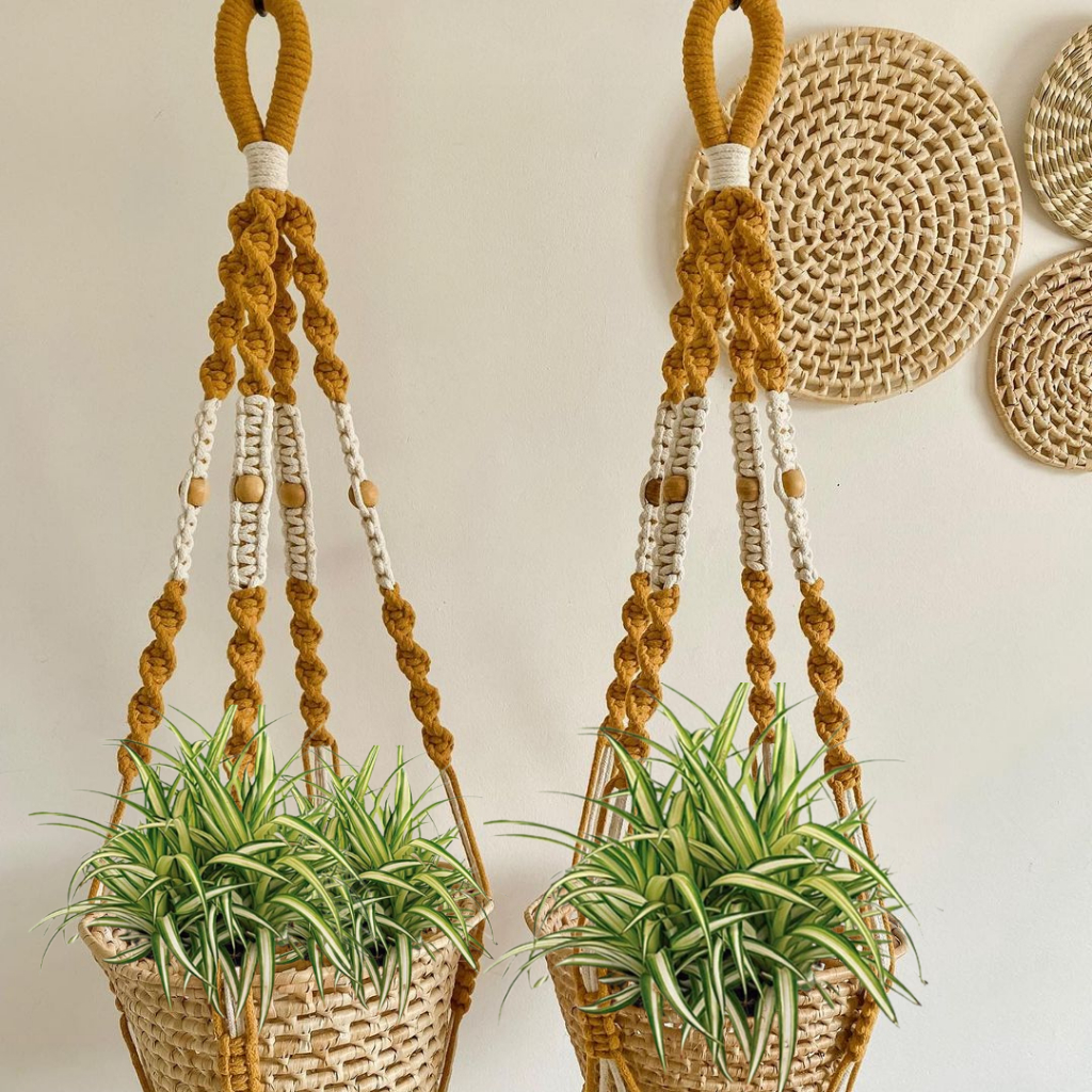 Suporte de Plantas Vasos Macramê Artesanato Feito a Mão com Barbante Ecológico