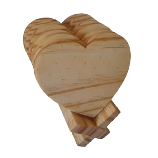 Porta Copo Taça Xícara Bolacha Descanso de copo Coração Madeira Pinus Mesa Posta Decoração