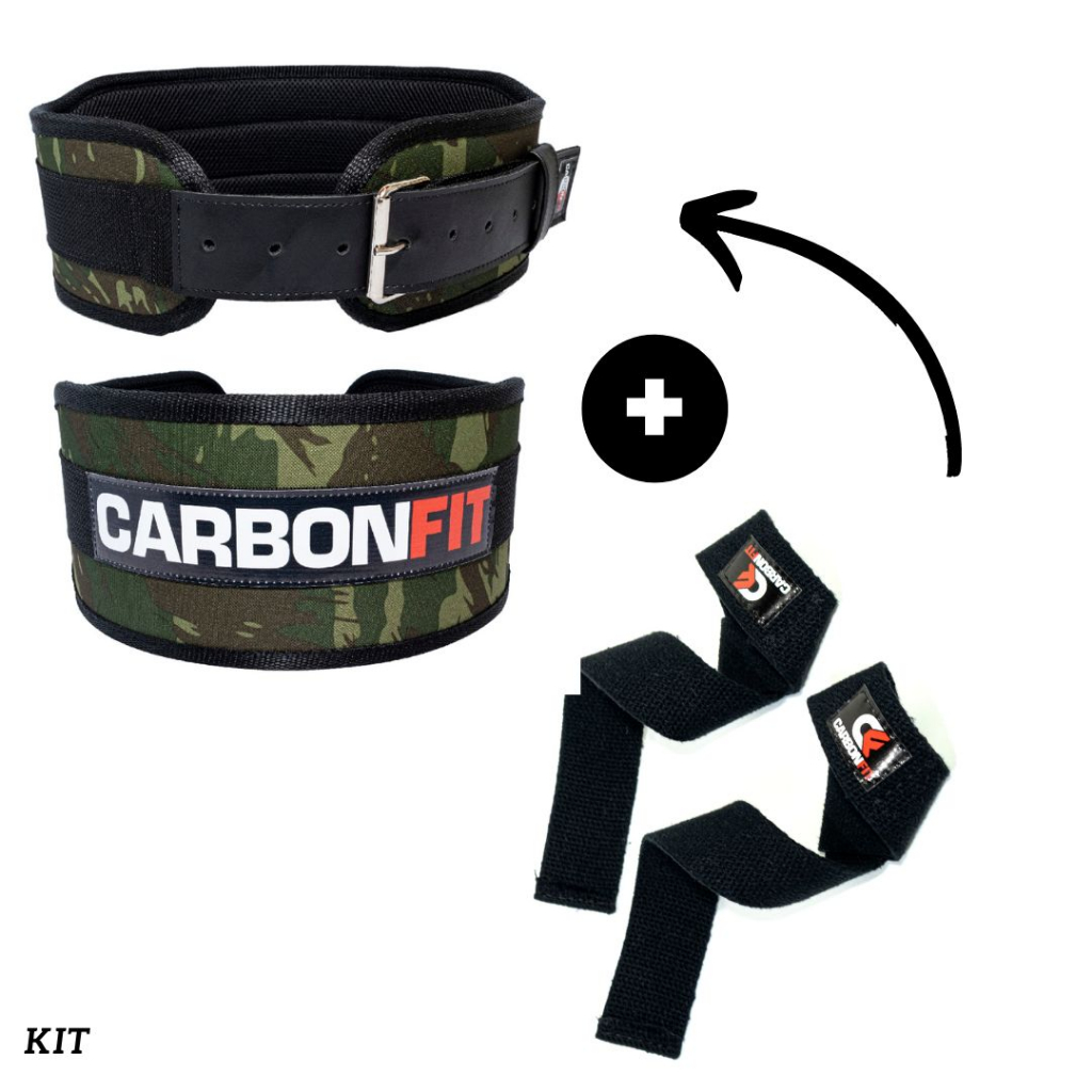 Cinturão + strap fita kit academia musculação crossfit puxada costas fivela cinto fivela cor verde camuflado