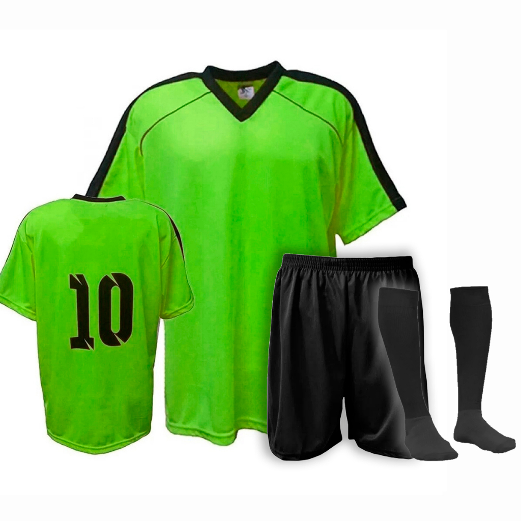 Kit Jogo de 10 Camisas Numeradas +  10 Calção +  10 Meião Fardamento Uniforme Futebol