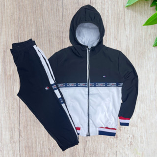 Conjunto corta vento jaqueta com calça masculino infantil com forrada com zíper refletivo T