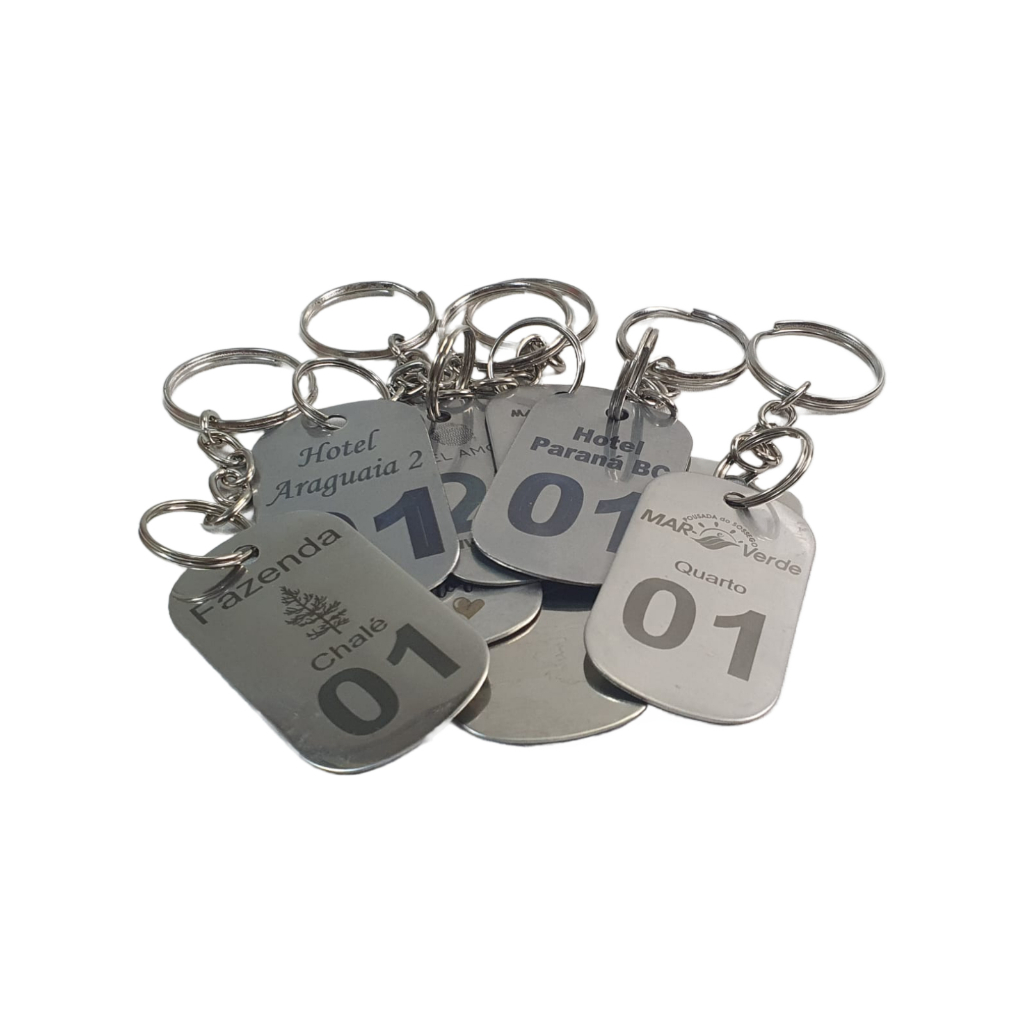 chaveiro de hotel pousadas 3x5cm resistente em inox gravada a laser em Oferta na Shopee