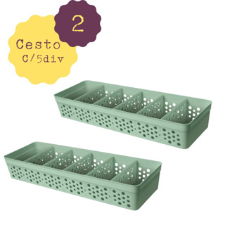 Kit 02 Cestos Com 5 Divisórias Removíveis Plástico em Oferta na Shopee