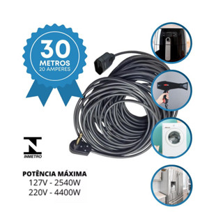 Extensão Elétrica 20A Reforçada 30 Metros Pp 2x1,5mm - PROMOÇÂO