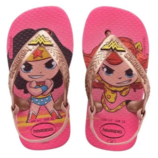 Chinelo Havaianas Baby Brasil Salmão Infantil Herois Mulher Maravilha Criança Elástico Original 23 24 25
