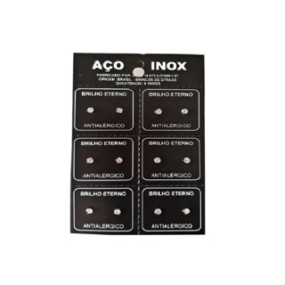 Kit 6 Pares de Brinco Brilho Eterno Antialérgico em Aço Inox Strass