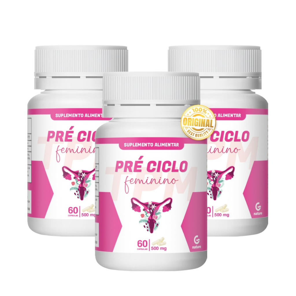 KIT 3X PRÉ CICLO Alívio dos Sintomas da TPM 60 CÁPS GENATURE em Oferta na Shopee
