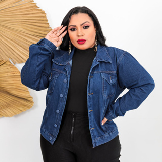 casaco Jaqueta Jeans feminina Plus Size em Oferta na Shopee