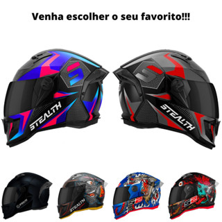 Capacete de Moto Feminino Masculino Urbano Fechado Pro Tork Stealth Com Viseira Fumê Vários Modelos