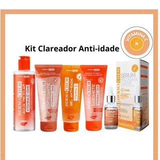 Kit Skin Care Clareador Facial Com Vitamina C Limpeza e Hidrataçao para Manchas e Melasma Dermachem