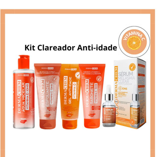 Kit Skin Care Clareador Facial Com Vitamina C Limpeza e Hidrataçao para Manchas e Melasma Dermachem