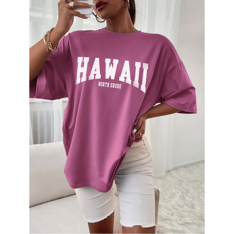 Camiseta Hawaii Costa Norte Oversized Longline Unissex Básica