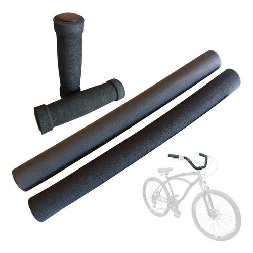Manopla Beach para Bicicleta Caiçara Praia Espuma P/ Guidão MTB moto Beach Espuma Universal Jogo 4 Pçs Bicicleta Bike preto global Punho com acabamento
