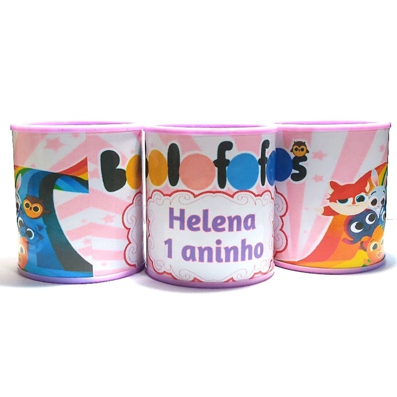 10 cofrinhos personalizados tema bolofofos rosa , aniversário menina, lembrancinha para convidados