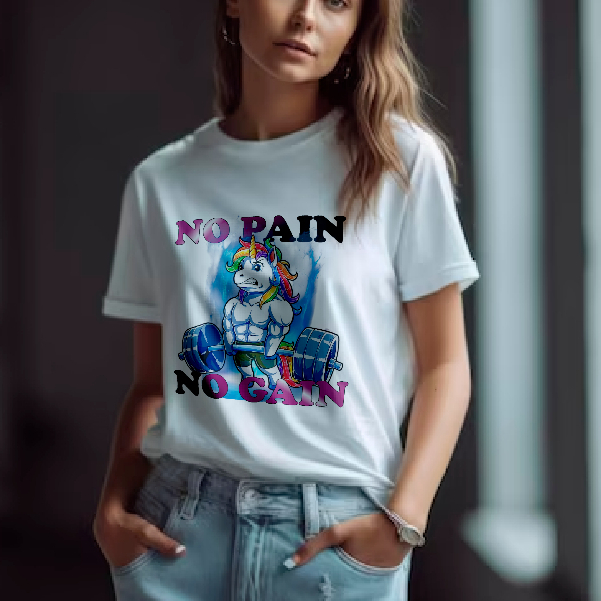 Camiseta "NO PAIN NO GAIN" Masculina Feminina Basica Unissex, Blusa Camisa Malha Fria Academia Treino Modelo Lisa Raglan