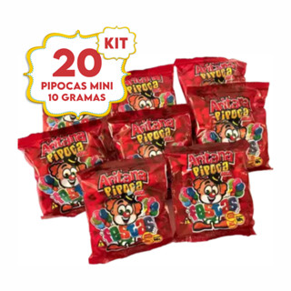 Fardo 20 Pipoca Doce 10 gramas Aritana Kit Sacolinha Festa Infantil Para Saquinho de doces