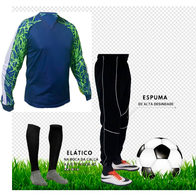Uniforme Goleiro KIT conjunto: Camisa nº1 + calça Profissional + meião
