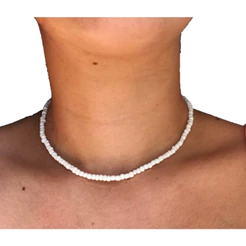 Colar de Miçanga branco Branca delicada choker miçanga bolinha branca verão / choker de praia