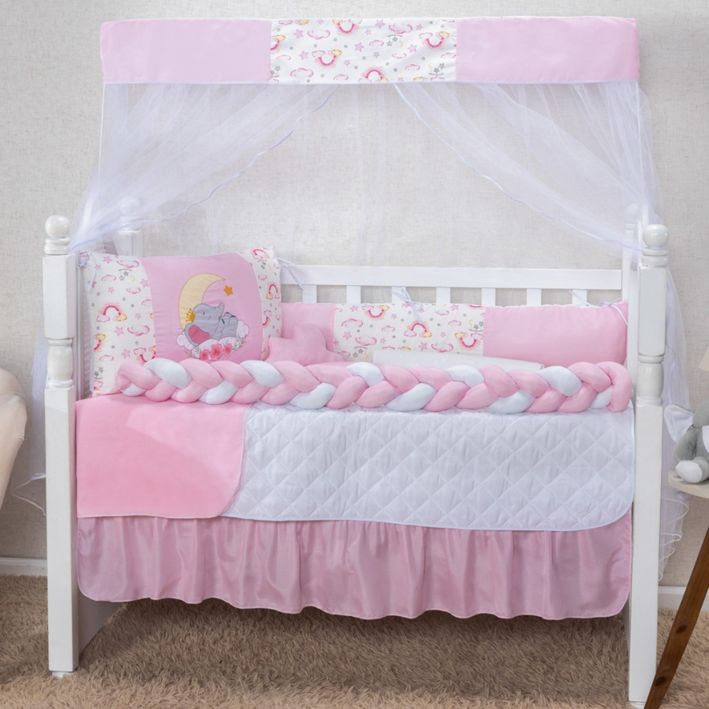 Kit Berço Americano 07 Peças Menino e Menina Vários Modelos Com Protetor Lateral e Trança em Oferta na Shopee