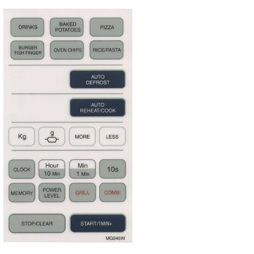 Membrana Teclado Compativel Microondas Samsung Mg945w