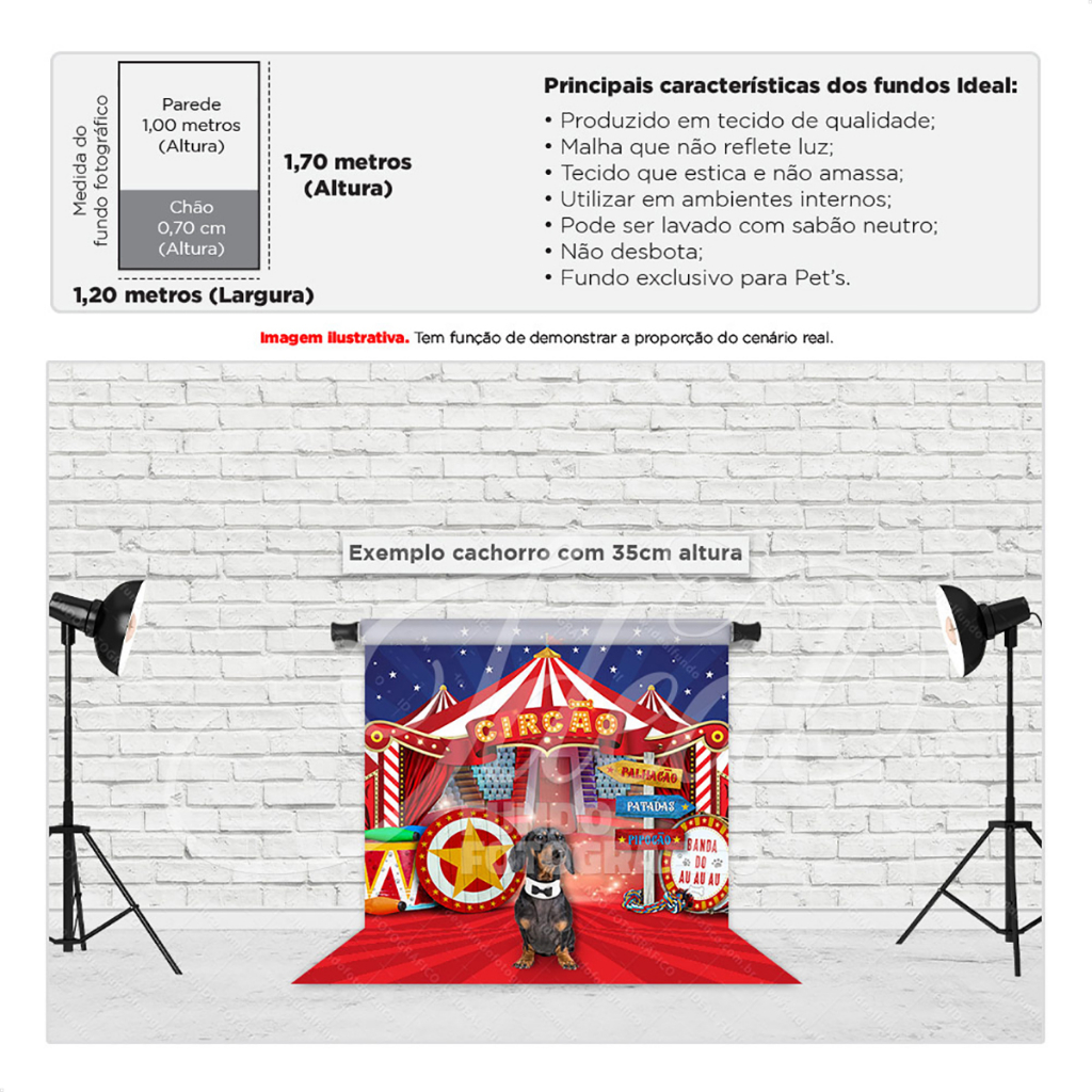 Fundo Fotográfico Pet Cenário Circo Painel Em Tecido Sublimado 1,20x1,70m - PET-65 - detalhe