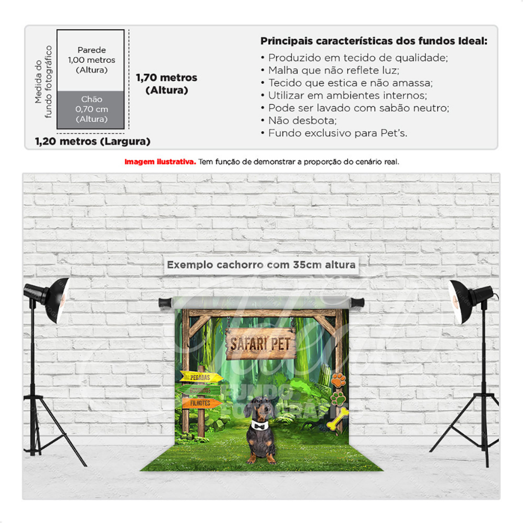 Fundo Fotográfico Pet Shop Safári Em Tecido 1,20x1,70m - PET-67 - detalhe
