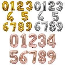 Balão Número Metalizado 40cm Rose Gold Dourado Prata - Balões Bexiga Para Aniversário Festas Decorações em Oferta na Shopee