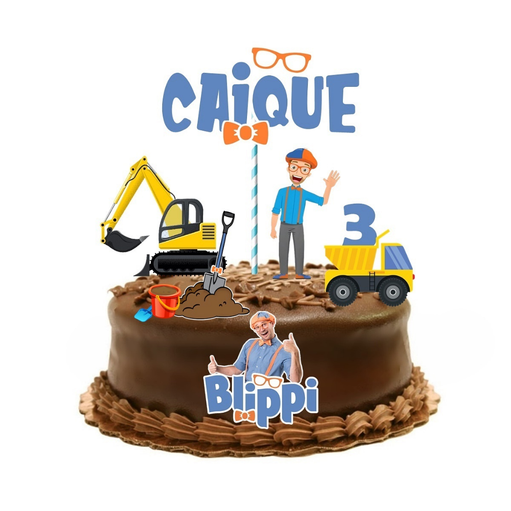 Topo de Bolo Blippi Topper Personalizado Youtuber  Festa de Aniversario Temática em Oferta na Shopee