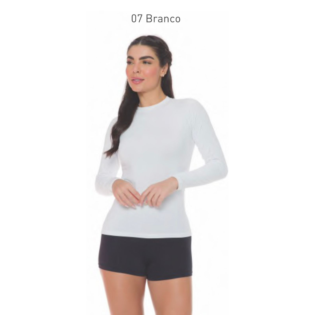 Blusa feminina manga longa moda fitness- térmica com proteção UV