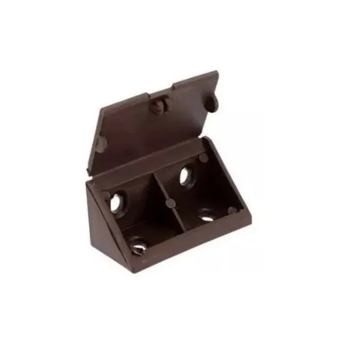Cantoneira Conector Plástico 04 Furos Marrom 100 Peças