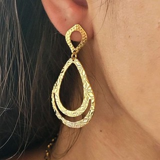 Brincos Feminino Folheado a Ouro 18k Modelo Grande - Semijoia